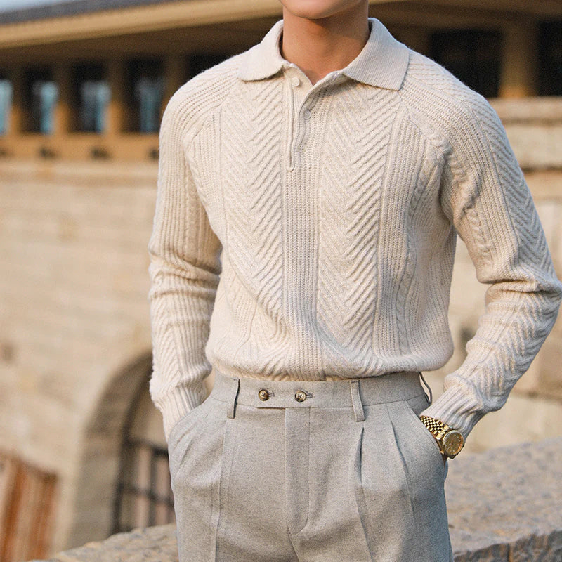 ALBERON KNIT LONG SLEEVE POLO