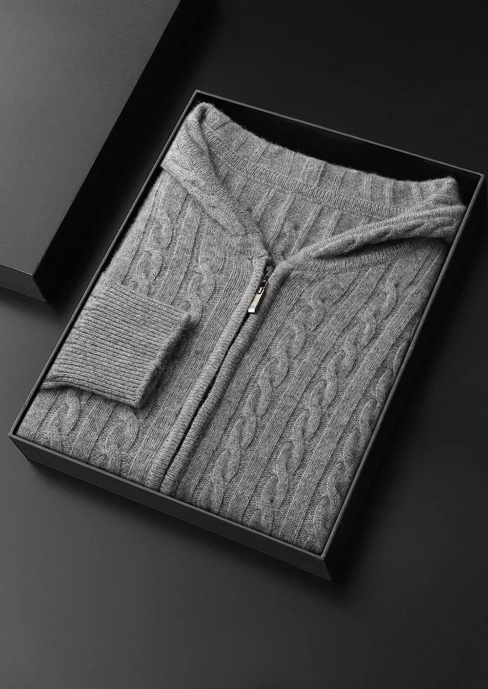 NOTTING 100% CASHMERE CABLE ZIP HODDIE