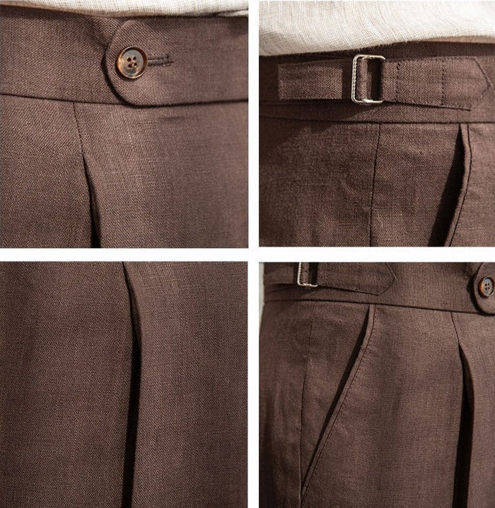ALTIER CLUB LINEN PLEATED TROUSERS