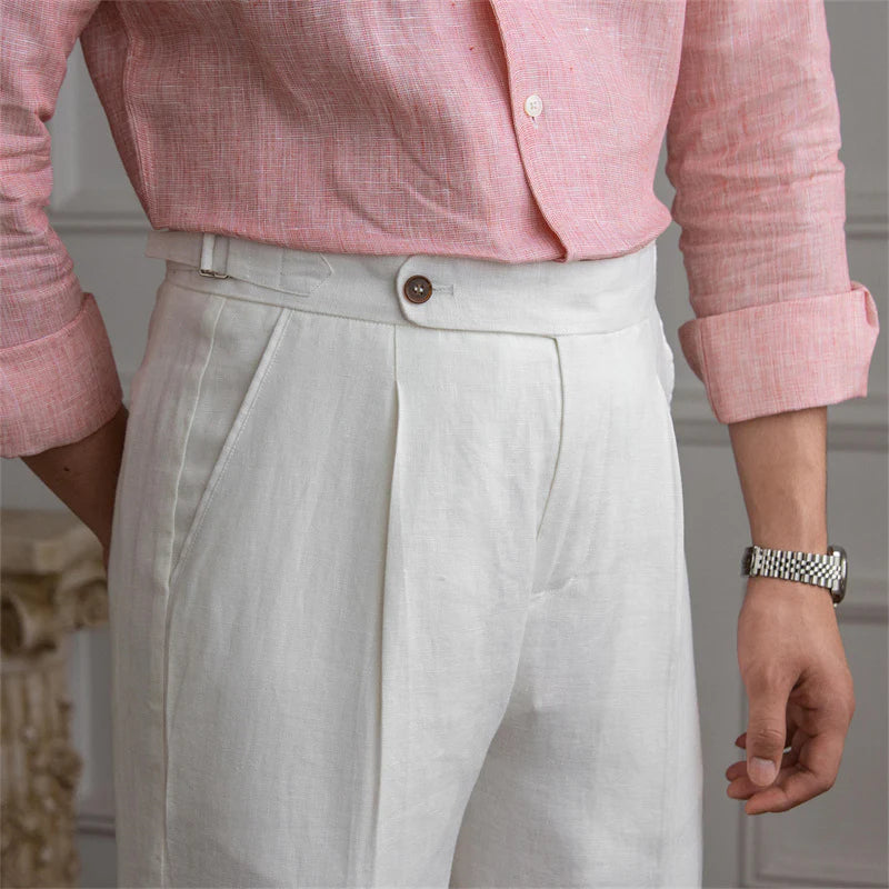 ALTIER CLUB LINEN PLEATED TROUSERS