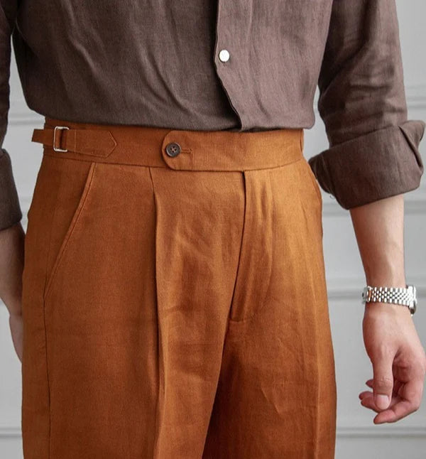 ALTIER CLUB LINEN PLEATED TROUSERS