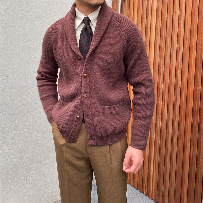 SABLE SHAWL KNITTED CARDIGAN