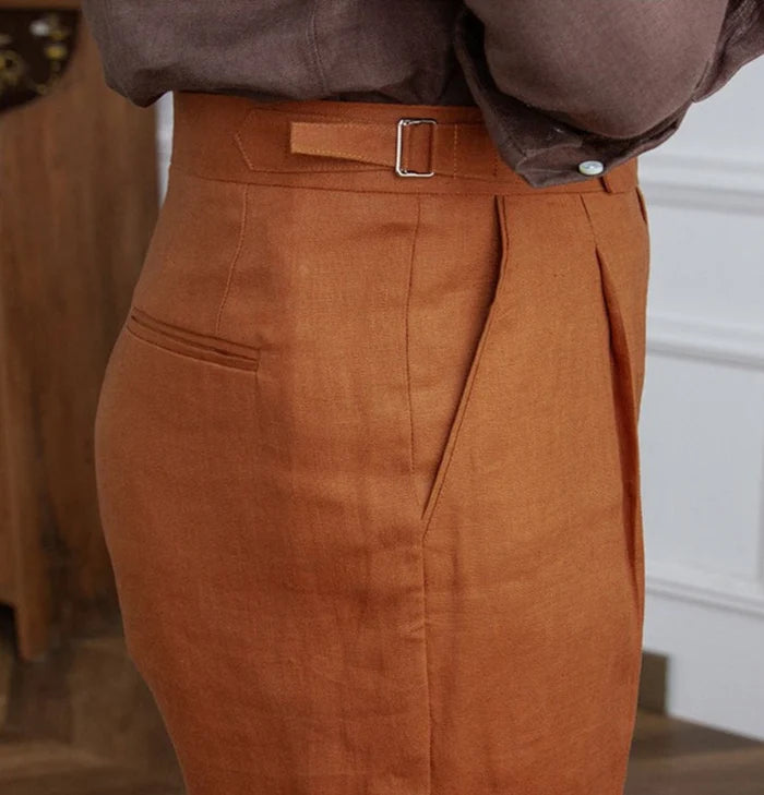 ALTIER CLUB LINEN PLEATED TROUSERS