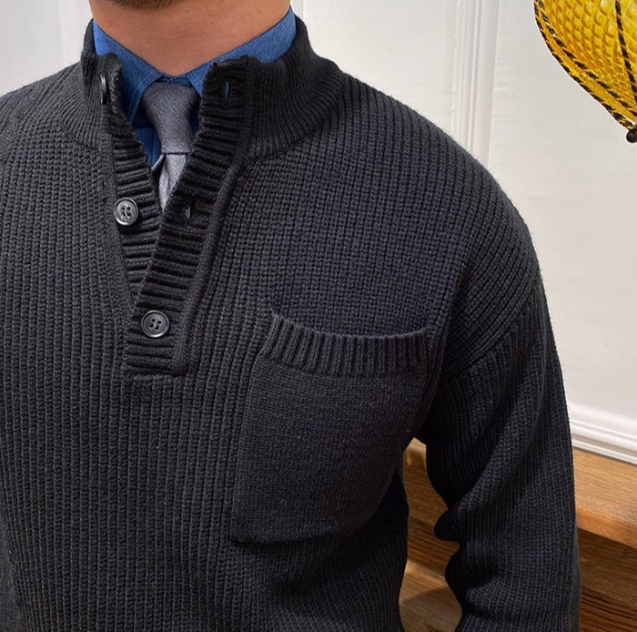 DUNES RIBBED CABLE KNIT BUTTON SWEATER