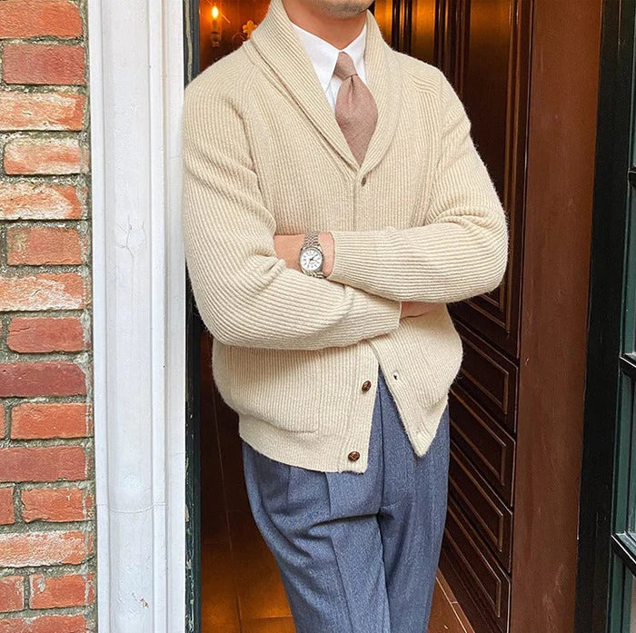 SABLE SHAWL KNITTED CARDIGAN