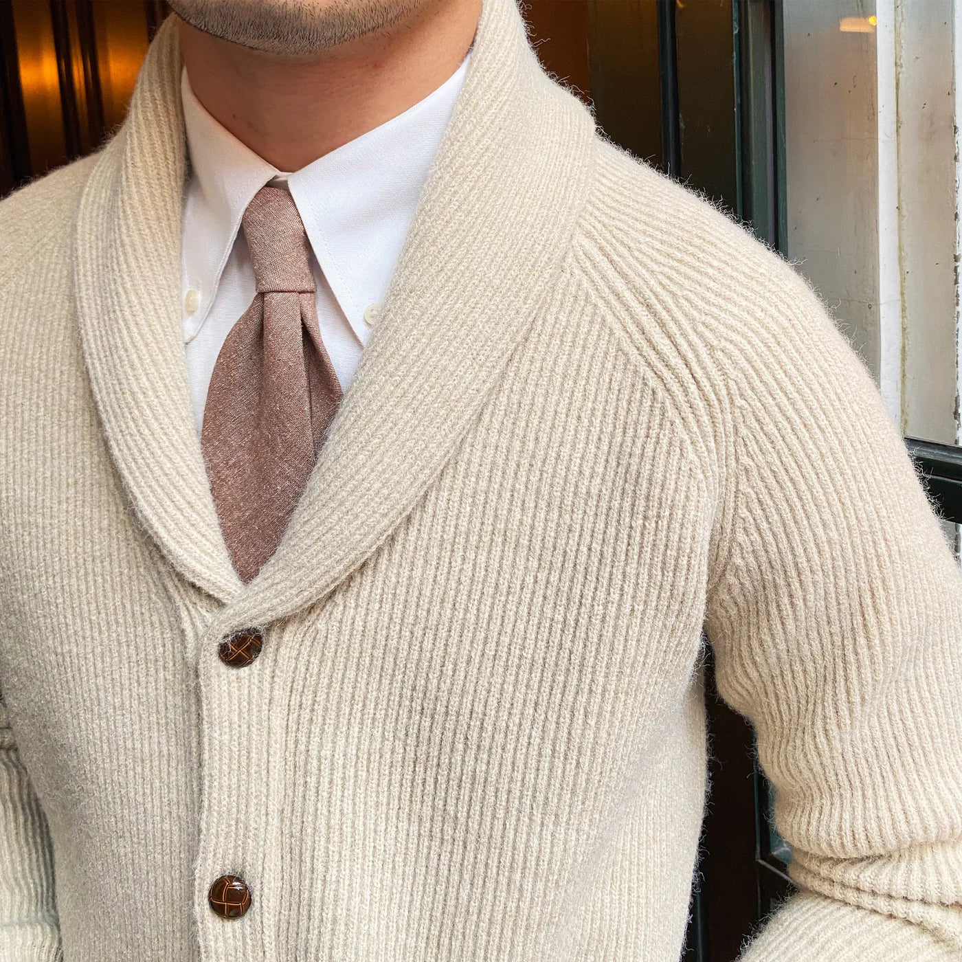 SABLE SHAWL KNITTED CARDIGAN