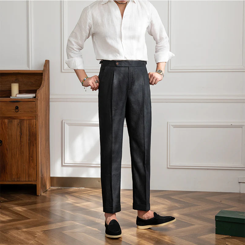 ALTIER CLUB LINEN PLEATED TROUSERS