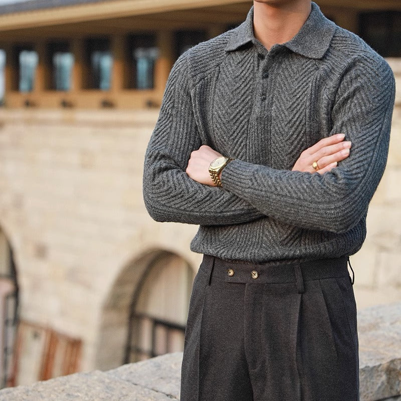 ALBERON KNIT LONG SLEEVE POLO