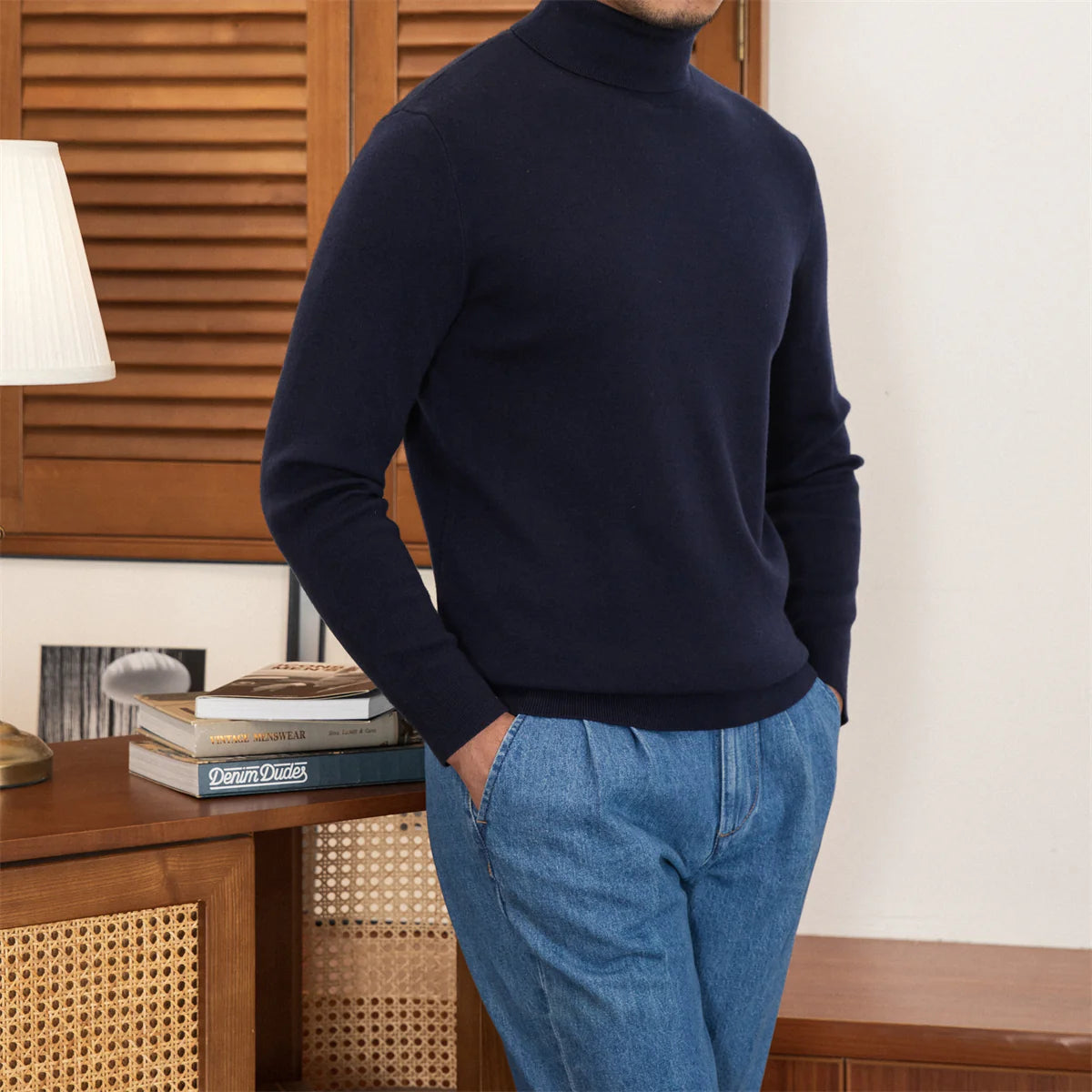 AMIR SLIM FIT WOOL TURTLENECK