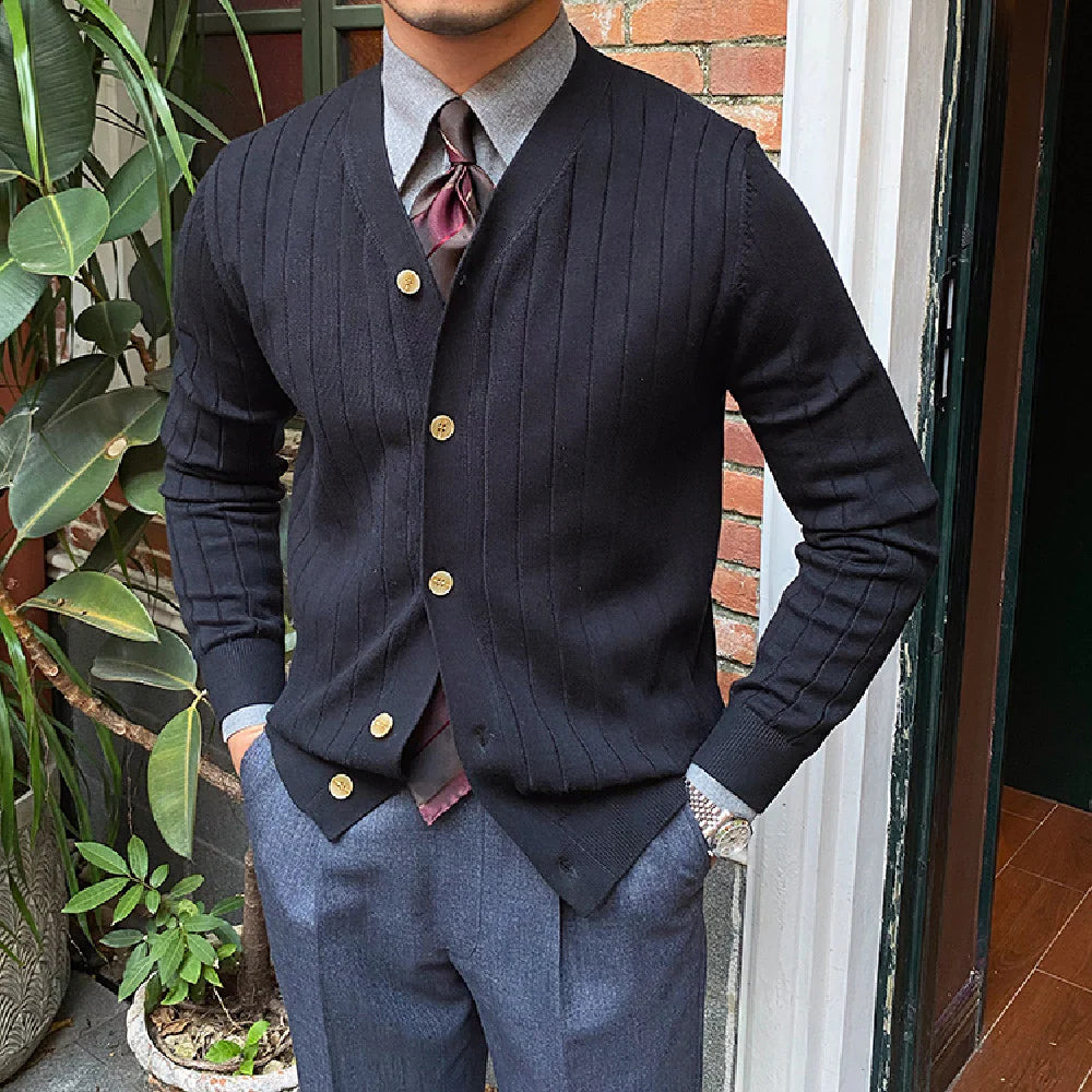 MONARCH PLEATED KNIT CARDIGAN